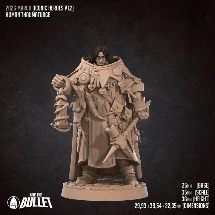 Human Thaumaturge Miniature - Fantasy RPG Character - Tabletop RPG Mini - 32mm Resin Miniature - Warrior Fighter Mini
