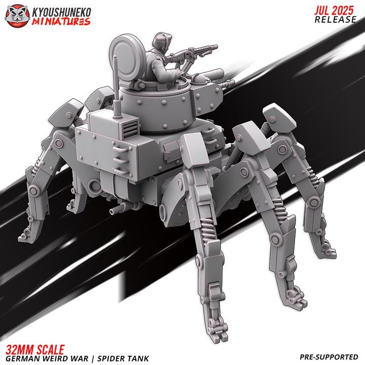 Weird War Spider Tank – Walker – 32mm Sci-Fi WWII Tabletop Proxies