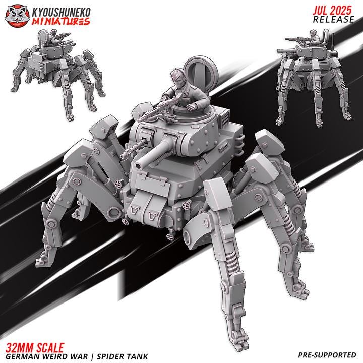 Weird War Spider Tank – Walker – 32mm Sci-Fi WWII Tabletop Proxies