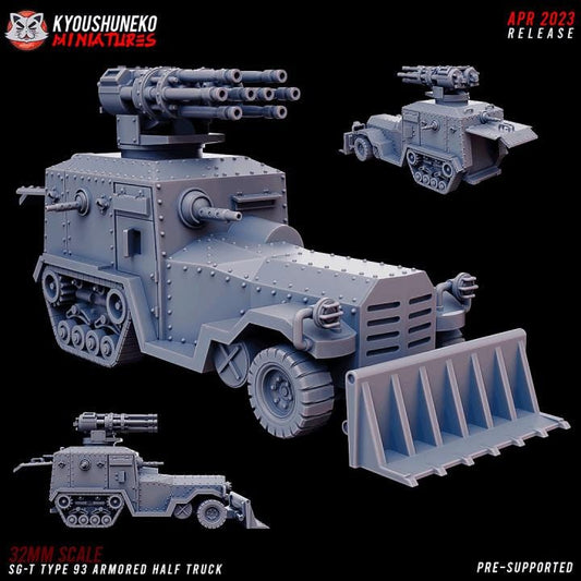 Weird War Japan SG-T Type 93 Armored Half Truck – Support Vehicle – 28mm Sci-Fi WWII Tabletop Proxies