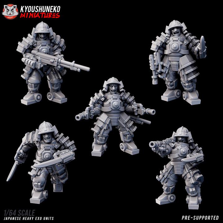 Weird War Infantry Squad – Japan Heavy Exo Trooper (5 Miniatures) – 28mm Sci-Fi WWII Tabletop Proxies