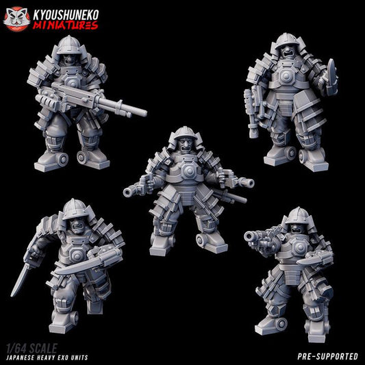 Weird War Infantry Squad – Japan Heavy Exo Trooper (5 Miniatures) – 28mm Sci-Fi WWII Tabletop Proxies