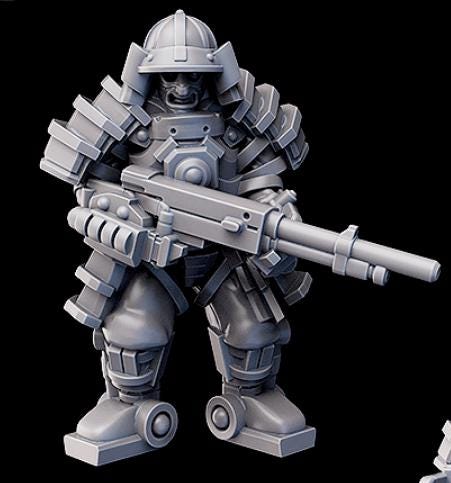 Weird War Infantry Squad – Japan Heavy Exo Trooper (5 Miniatures) – 28mm Sci-Fi WWII Tabletop Proxies