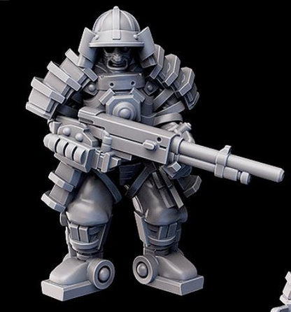 Weird War Infantry Squad – Japan Heavy Exo Trooper (5 Miniatures) – 28mm Sci-Fi WWII Tabletop Proxies
