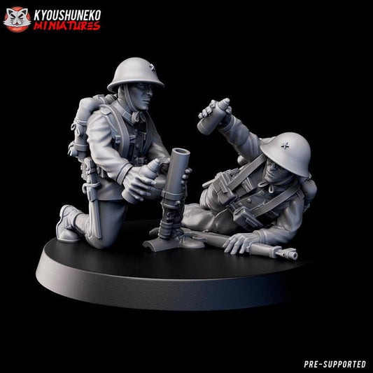 Weird War Japan  Infantry Squad –  Light Mortar Team – 28mm Sci-Fi WWII Tabletop Proxies