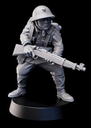 Weird WarJapan Infantry Squad – Riflemen (5 Miniatures) – 28mm Sci-Fi WWII Tabletop Proxies