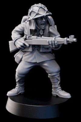 Weird WarJapan Infantry Squad – Riflemen (5 Miniatures) – 28mm Sci-Fi WWII Tabletop Proxies