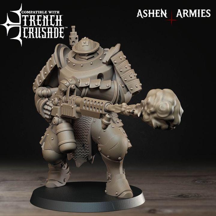 Trench Crusade Compatibel - Shogunate Heavy Mechanized Infanterie Flamethrower- Warfare Proxy Miniatures – 32mm Resin Grimdark Miniature