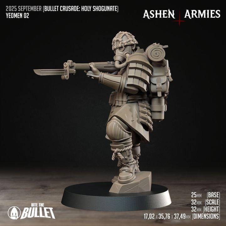 Trench Crusade Compatibel - Shogunate Yeomen (4 Miniatures) - Warfare Proxy Miniatures – 32mm Resin Grimdark Miniature
