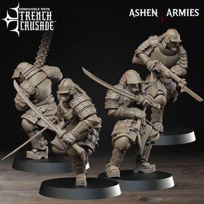 Trench Crusade Compatibel - Shogunate Schocktroopers (4 Miniatures) - Warfare Proxy Miniatures – 32mm Resin Grimdark Miniature