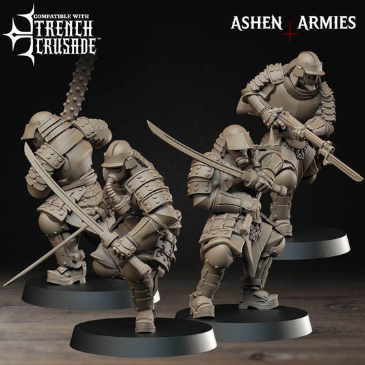 Trench Crusade Compatibel - Shogunate Schocktroopers (4 Miniatures) - Warfare Proxy Miniatures – 32mm Resin Grimdark Miniature