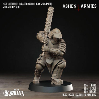 Trench Crusade Compatibel - Shogunate Schocktroopers (4 Miniatures) - Warfare Proxy Miniatures – 32mm Resin Grimdark Miniature