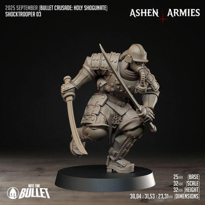 Trench Crusade Compatibel - Shogunate Schocktroopers (4 Miniatures) - Warfare Proxy Miniatures – 32mm Resin Grimdark Miniature