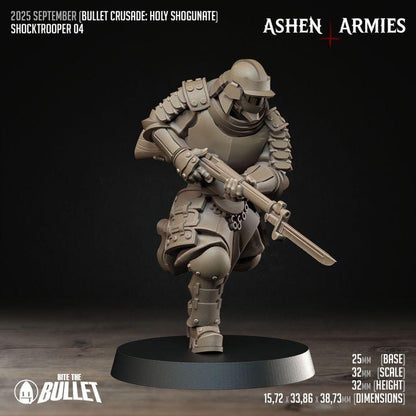 Trench Crusade Compatibel - Shogunate Schocktroopers (4 Miniatures) - Warfare Proxy Miniatures – 32mm Resin Grimdark Miniature