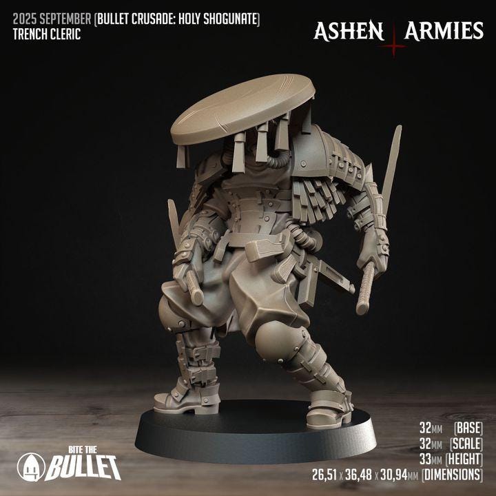 Trench Crusade Compatibel - Shogunate Trench Cleric (3 Miniatures) - Warfare Proxy Miniatures – 32mm Resin Grimdark Miniature
