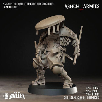 Trench Crusade Compatibel - Shogunate Trench Cleric (3 Miniatures) - Warfare Proxy Miniatures – 32mm Resin Grimdark Miniature