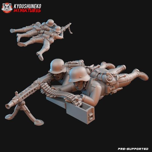 Weird War Infantry Squad – Heavy MG – 28mm Sci-Fi WWII Tabletop Proxies