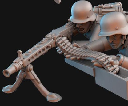 Weird War Infantry Squad – Heavy MG – 28mm Sci-Fi WWII Tabletop Proxies