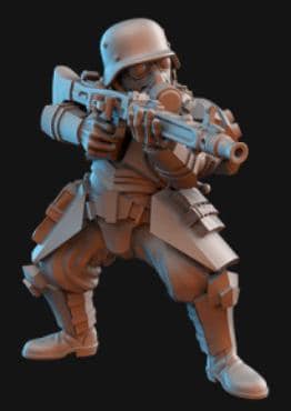 Weird War Infantry Squad – Heavy Commando (5 Miniatures) – 28mm Sci-Fi WWII Tabletop Proxies
