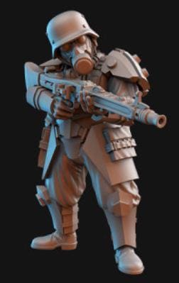 Weird War Infantry Squad – Heavy Commando (5 Miniatures) – 28mm Sci-Fi WWII Tabletop Proxies