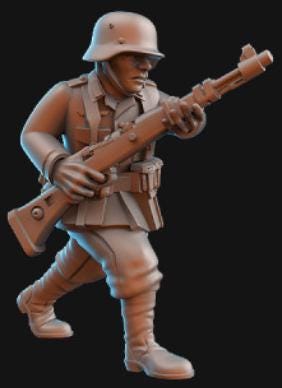 Weird War Infantry Squad – Riflemen C (5 Miniatures) – 28mm Sci-Fi WWII Tabletop Proxies