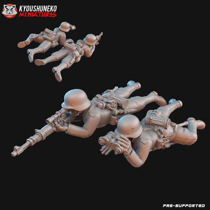 Weird War Infantry Squad – Sniper Team – 28mm Sci-Fi WWII Tabletop Proxies