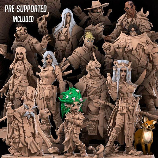 DnD Minatures Set - Fantasy RPG Hero Party (13 Minatures) - Tabletop Miniatures for Dungeons Set A