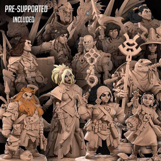 Hero Bundle B - Fantasy RPG Character(12 Miniatures) - Tabletop RPG Mini - 32mm Resin Miniature - Iconic Heroes