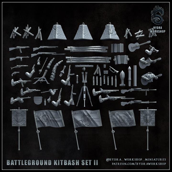 Grimdark Trench Warfare Battleground Kit Bash Set –  Bit Pack Set Proxy Miniatures for Tabletop Wargaming