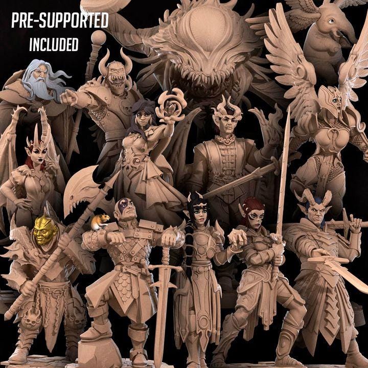 Hero Bundle E - Fantasy RPG Character(13 Miniatures) - Tabletop RPG Mini - 32mm Resin Miniature - Iconic Heroes
