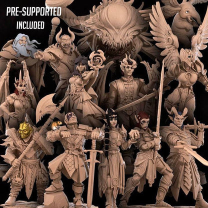 Hero Bundle E - Fantasy RPG Character(13 Miniatures) - Tabletop RPG Mini - 32mm Resin Miniature - Iconic Heroes