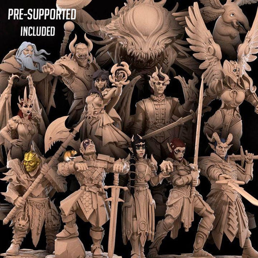 Hero Bundle E - Fantasy RPG Character(13 Miniatures) - Tabletop RPG Mini - 32mm Resin Miniature - Iconic Heroes