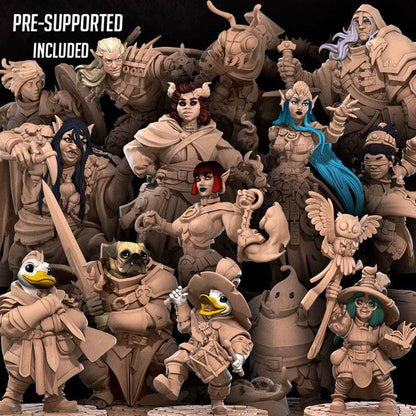 Hero Bundle F - Fantasy RPG Character(14 Miniatures) - Tabletop RPG Mini - 32mm Resin Miniature - Iconic Heroes