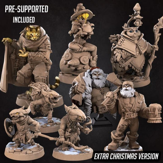 Hero Bundle J - Fantasy RPG Character(8 Miniatures) - Tabletop RPG Mini - 32mm Resin Miniature - Iconic Heroes Christmas Edition