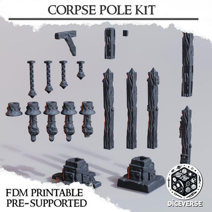 Grimdark Corpse Pole Terrain - Gothic Tabletop Scenery - Dark Fantasy Wargaming Terrain - 28mm 32mm RPG Battlefield Terrain - Resin Terrain