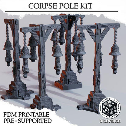 Grimdark Corpse Pole Terrain - Gothic Tabletop Scenery - Dark Fantasy Wargaming Terrain - 28mm 32mm RPG Battlefield Terrain - Resin Terrain