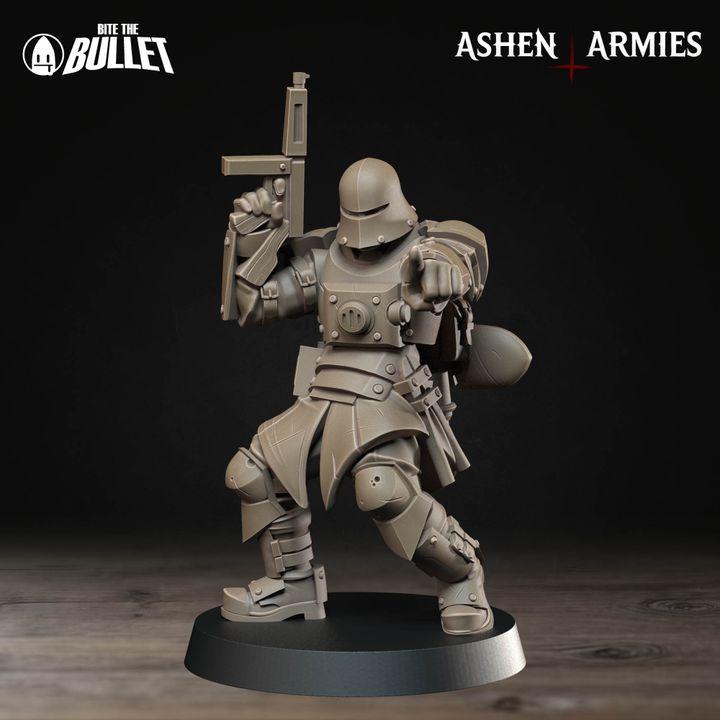 Grimdark Trench Warfare Proxy Miniatures – Red Armor Infantry & Support Set – 32mm Resin Warband
