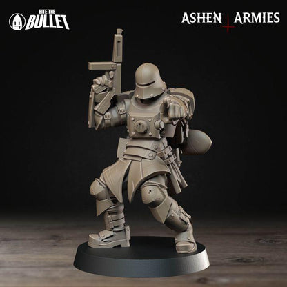 Grimdark Trench Warfare Proxy Miniatures – Red Armor Infantry & Support Set – 32mm Resin Warband