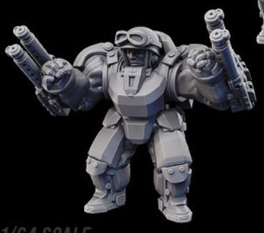 Weird War Infantry Squad – USMC Heavy Exo Trooper (5 Miniatures) – 28mm Sci-Fi WWII Tabletop Proxies