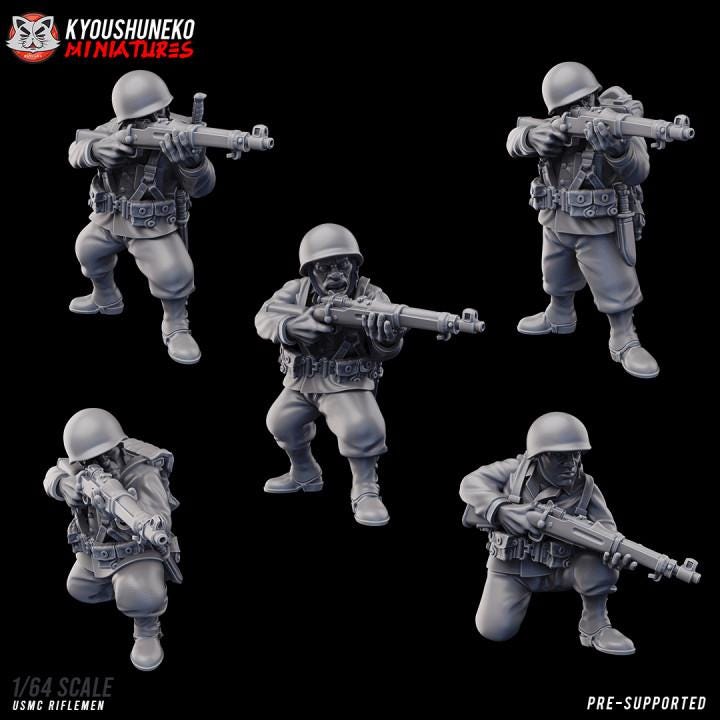Weird War Infantry Squad – USMC Riflemen Trooper (5 Miniatures) – 28mm Sci-Fi WWII Tabletop Proxies
