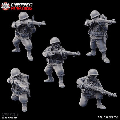 Weird War Infantry Squad – USMC Riflemen Trooper (5 Miniatures) – 28mm Sci-Fi WWII Tabletop Proxies