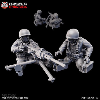 Weird War Infantry Squad – USMC Heavy MG Team (2 Miniatures) – 28mm Sci-Fi WWII Tabletop Proxies