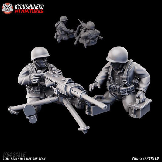 Weird War Infantry Squad – USMC Heavy MG Team (2 Miniatures) – 28mm Sci-Fi WWII Tabletop Proxies