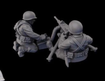 Weird War Infantry Squad – USMC Heavy MG Team (2 Miniatures) – 28mm Sci-Fi WWII Tabletop Proxies