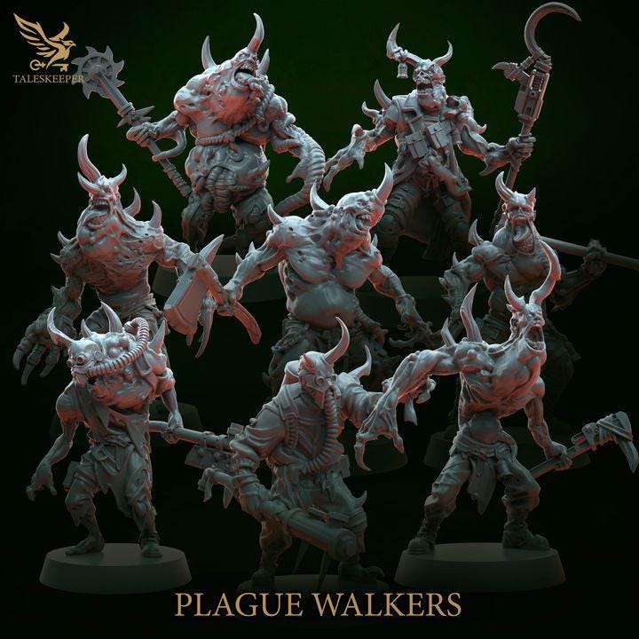 Plague Walkers - 32mm Resin Miniatures - Grimdark Tabletop Wargame Army - RPG Mini Set DnD