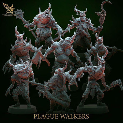 Plague Walkers - 32mm Resin Miniatures - Grimdark Tabletop Wargame Army - RPG Mini Set DnD