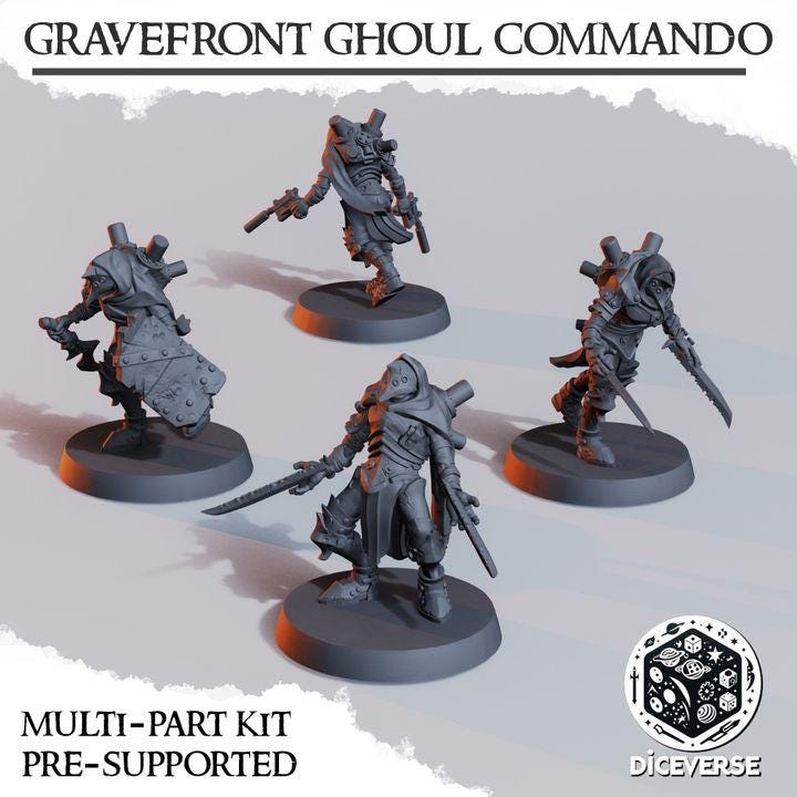 Grimdark Trench Proxy Miniature – Elite Assault Commander Ghoul Commando – Tabletop Figure