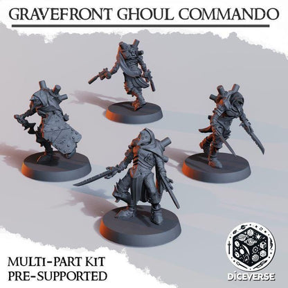 Grimdark Trench Proxy Miniature – Elite Assault Commander Ghoul Commando – Tabletop Figure