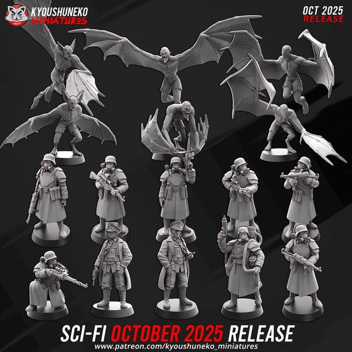 Weird War Infantry Platoon – Complete Set (16 Miniatures) – 28mm 32mm Sci-Fi WWII Tabletop Proxies