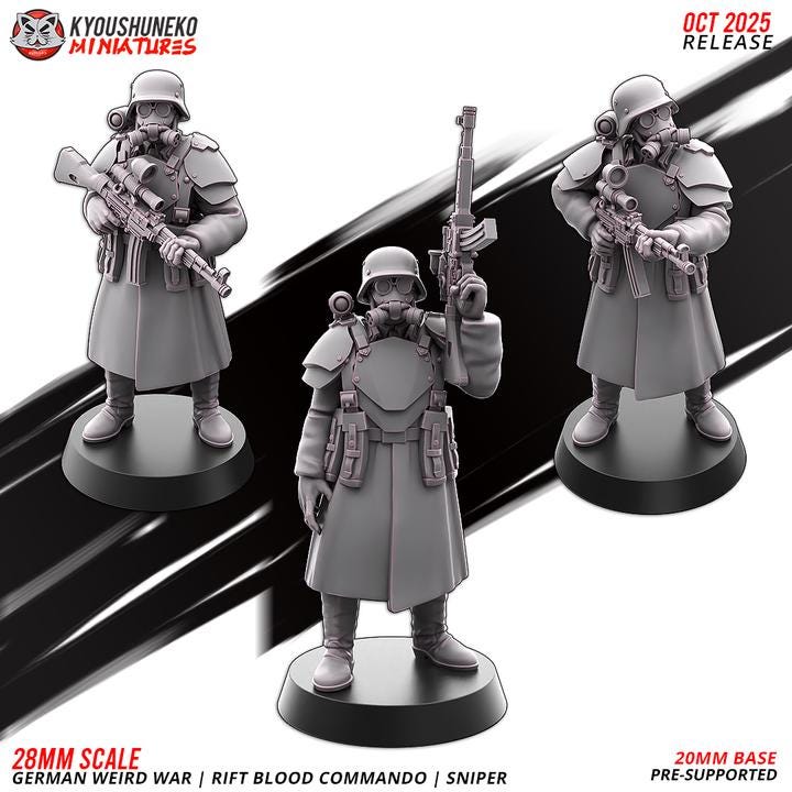 Weird War Infantry Platoon – Complete Set (16 Miniatures) – 28mm 32mm Sci-Fi WWII Tabletop Proxies
